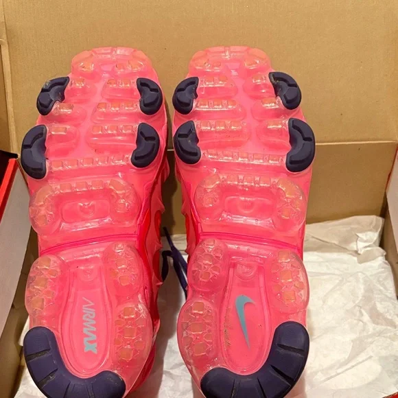 Gently Worn Women's Nike Air Vapormax Plus - Bright Crimson and Pink Blast - Picture 5 of 5